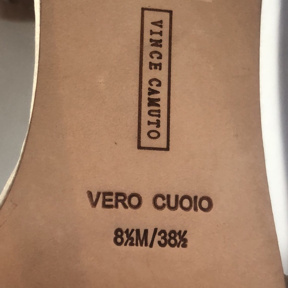 Vince Camuto Metallic Gold Open Toe Rhinestone Back Zip Heels size 8.5M - Picture 11 of 16